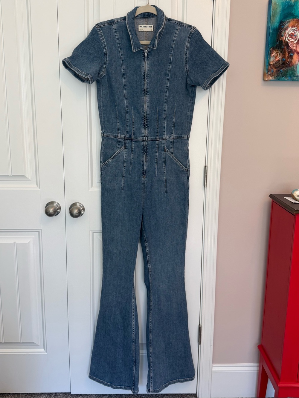 We The Free Short-Sleeve Denim Jumpsuit